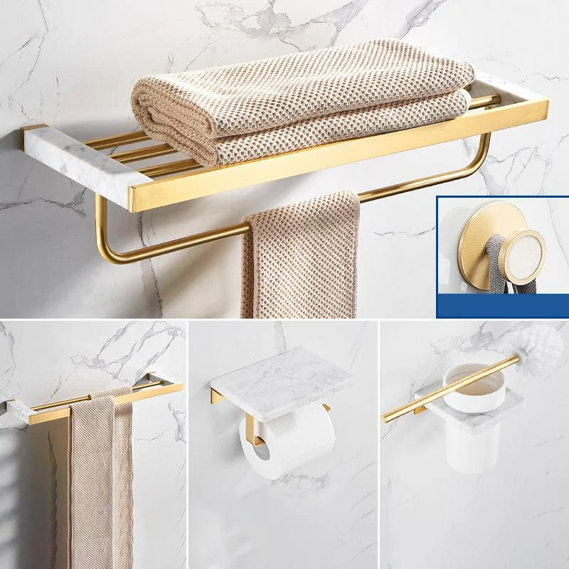 Metal and Marble Bathroom Accessory as Individual or as a Set in Gold -Bathlova