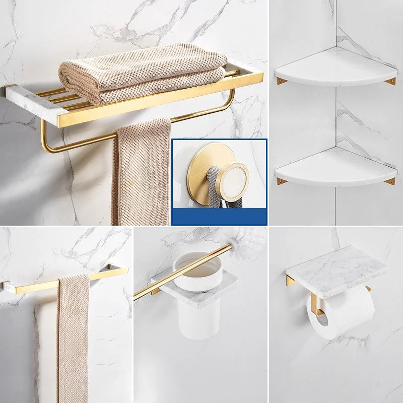 Metal and Marble Bathroom Accessory as Individual or as a Set in Gold -Bathlova