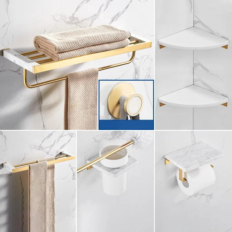 Metal and Marble Bathroom Accessory as Individual or as a Set in Gold -Bathlova