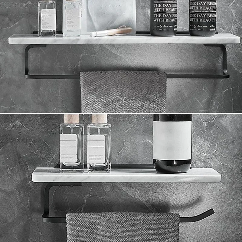 Metal & Marble Bathroom Hardware Set as Individual or as a Set in Black -Bathlova