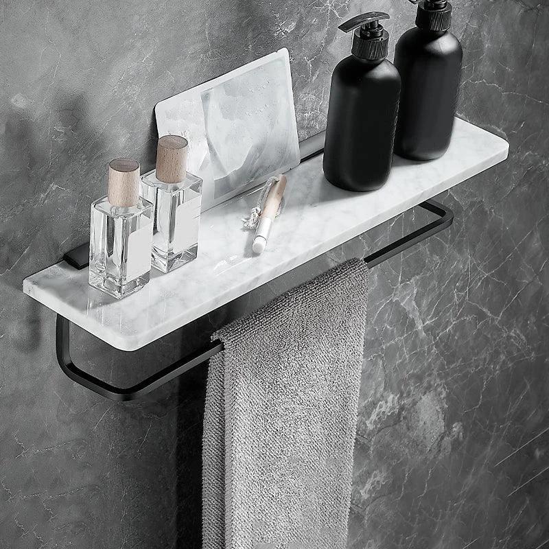 Metal & Marble Bathroom Hardware Set as Individual or as a Set in Black -Bathlova