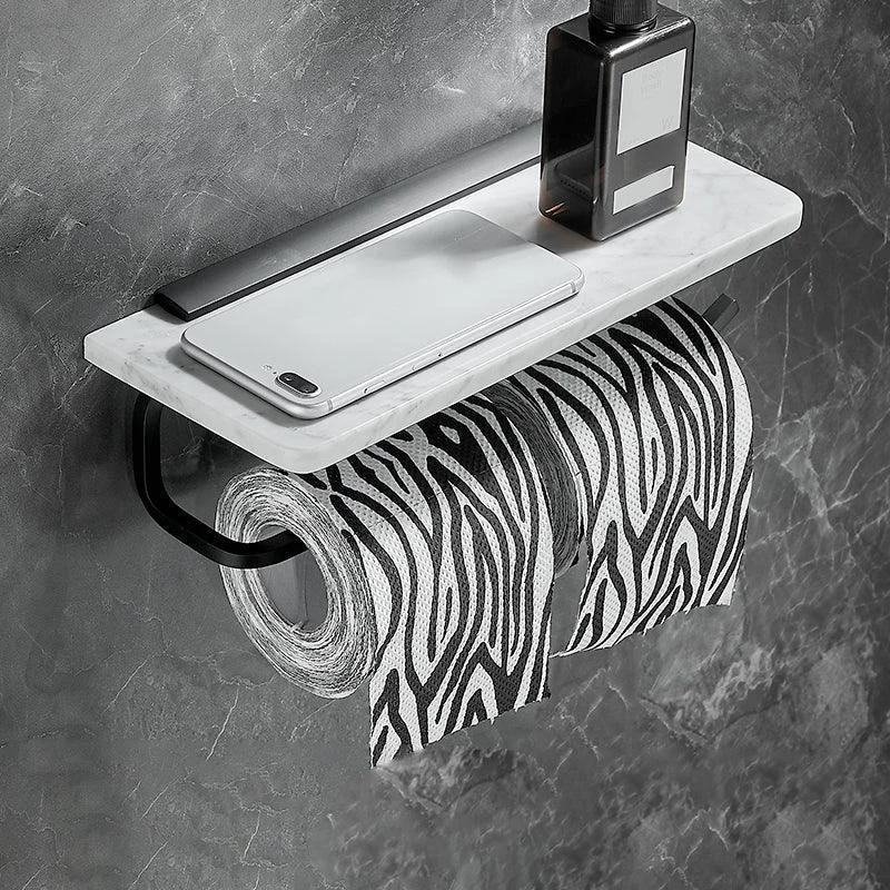 Metal & Marble Bathroom Hardware Set as Individual or as a Set in Black -Bathlova