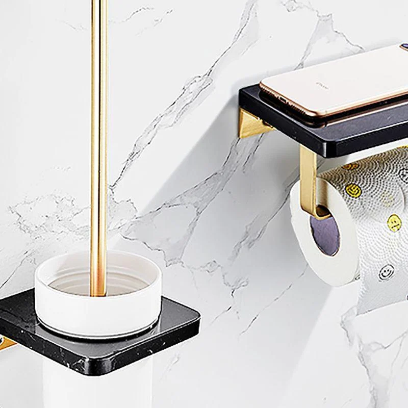 Metal and Marble Bathroom Minimalist Accessory as Individual or as a Set in Gold -Bathlova