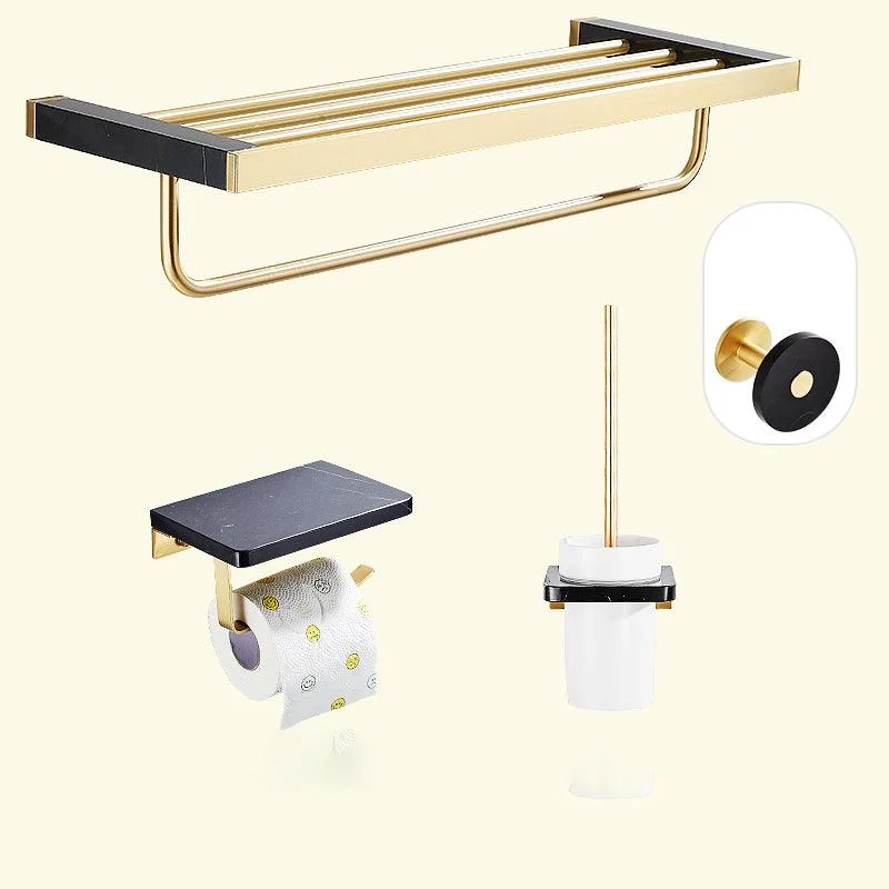 Metal and Marble Bathroom Minimalist Accessory as Individual or as a Set in Gold -Bathlova