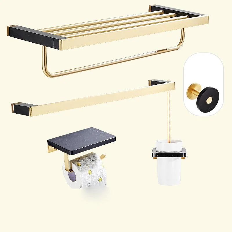 Metal and Marble Bathroom Minimalist Accessory as Individual or as a Set in Gold -Bathlova