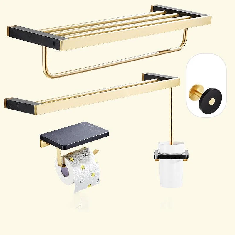 Metal and Marble Bathroom Minimalist Accessory as Individual or as a Set in Gold -Bathlova