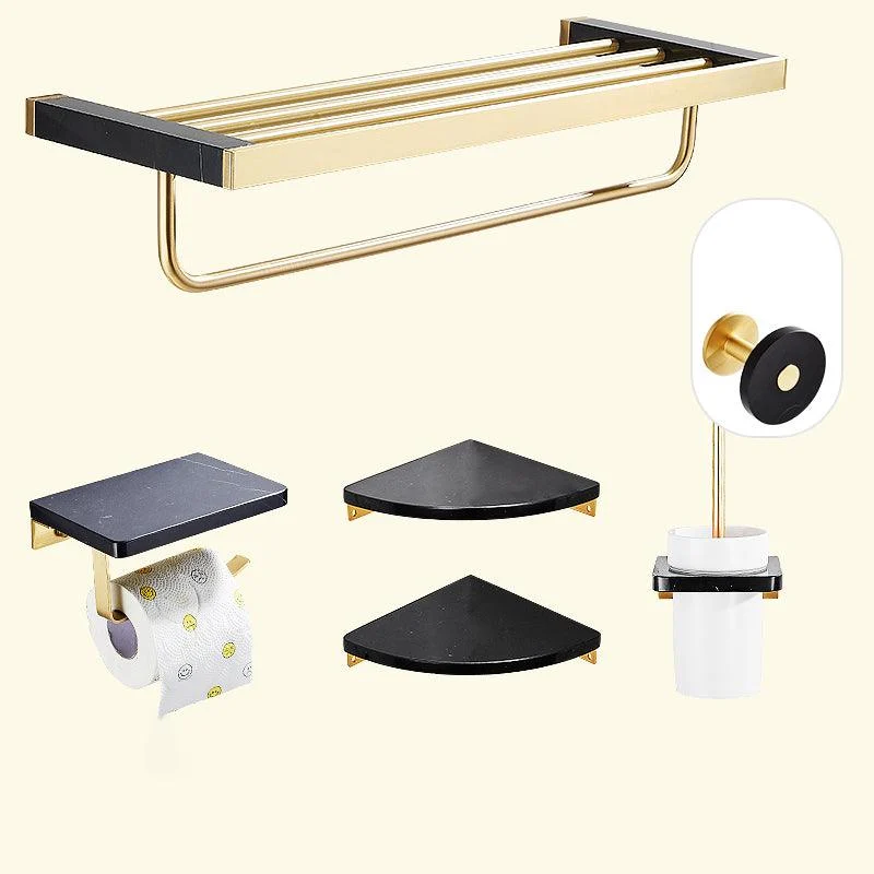 Metal and Marble Bathroom Minimalist Accessory as Individual or as a Set in Gold -Bathlova