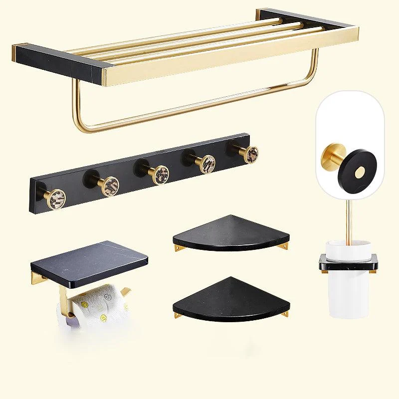 Metal and Marble Bathroom Minimalist Accessory as Individual or as a Set in Gold -Bathlova