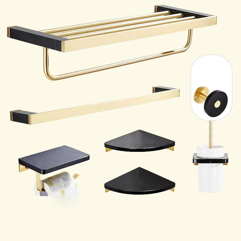 Metal and Marble Bathroom Minimalist Accessory as Individual or as a Set in Gold -Bathlova