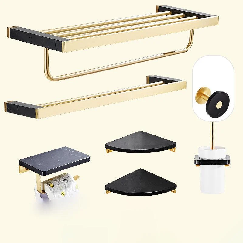 Metal and Marble Bathroom Minimalist Accessory as Individual or as a Set in Gold -Bathlova