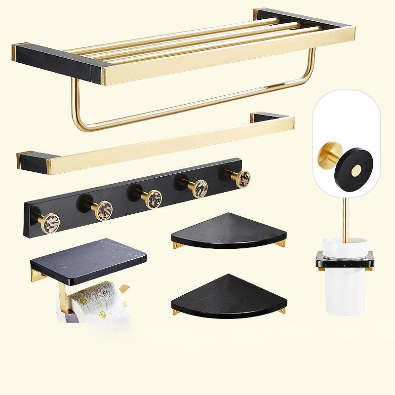 Metal and Marble Bathroom Minimalist Accessory as Individual or as a Set in Gold -Bathlova