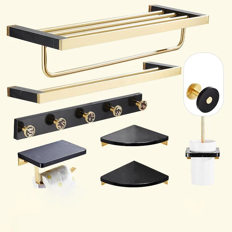 Metal and Marble Bathroom Minimalist Accessory as Individual or as a Set in Gold -Bathlova