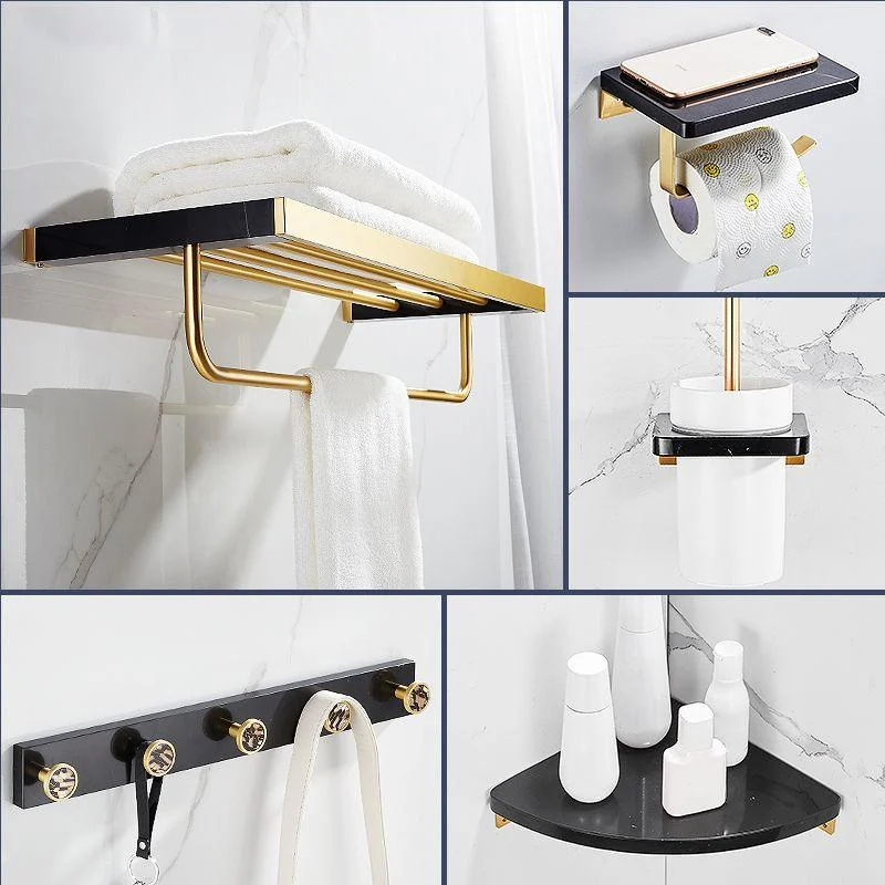 Metal and Marble Bathroom Minimalist Accessory as Individual or as a Set in Gold -Bathlova