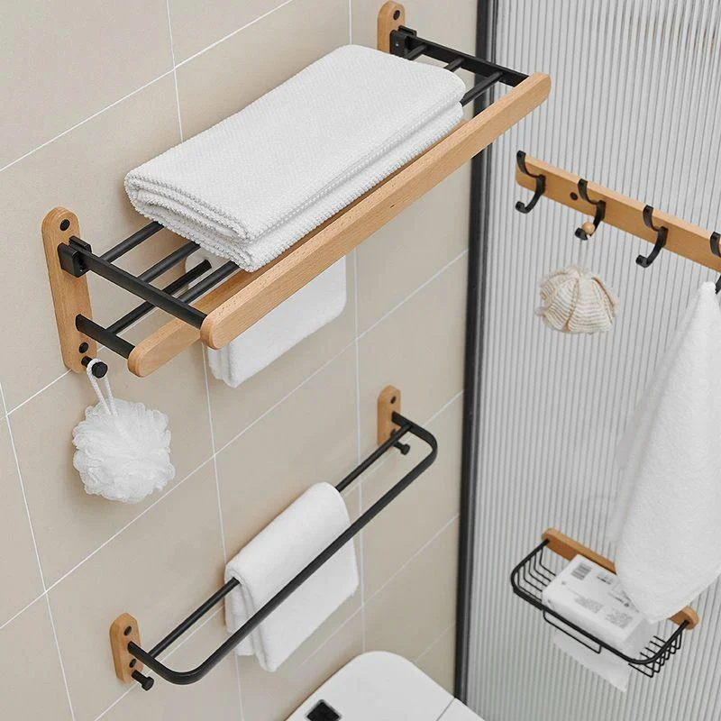 Metal and Wood Bathroom Accessory as Individual or as a Set in Black -Bathlova