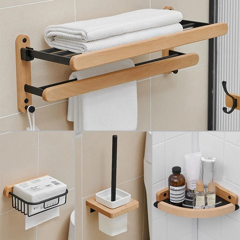 Metal and Wood Bathroom Accessory as Individual or as a Set in Black -Bathlova