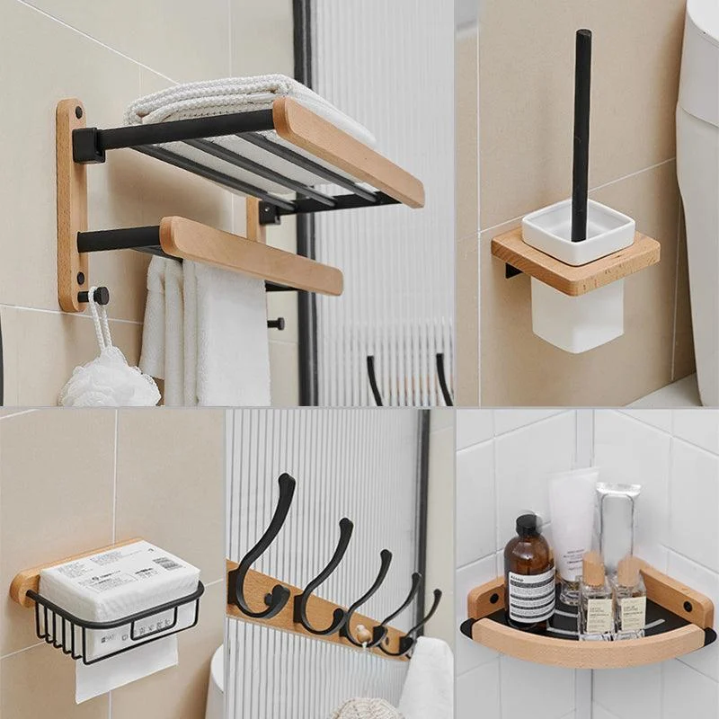 Metal and Wood Bathroom Accessory as Individual or as a Set in Black -Bathlova