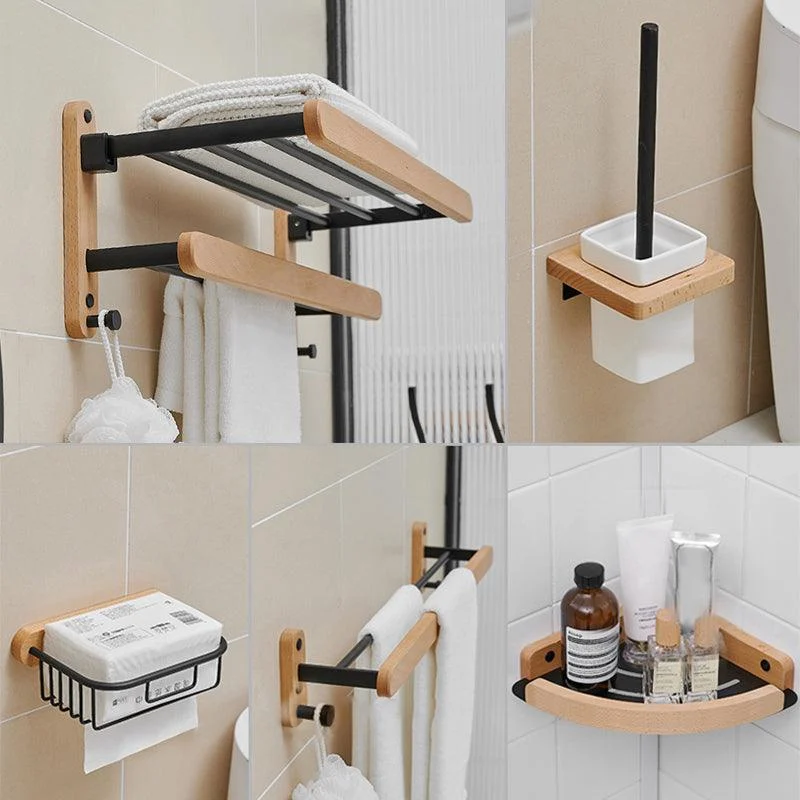 Metal and Wood Bathroom Accessory as Individual or as a Set in Black -Bathlova