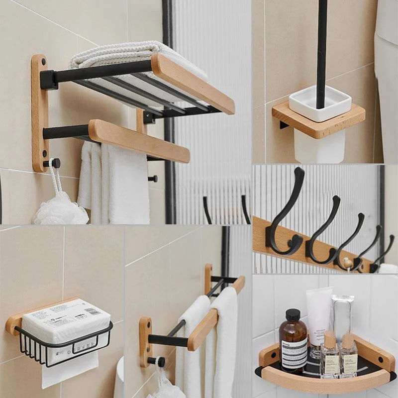 Metal and Wood Bathroom Accessory as Individual or as a Set in Black -Bathlova