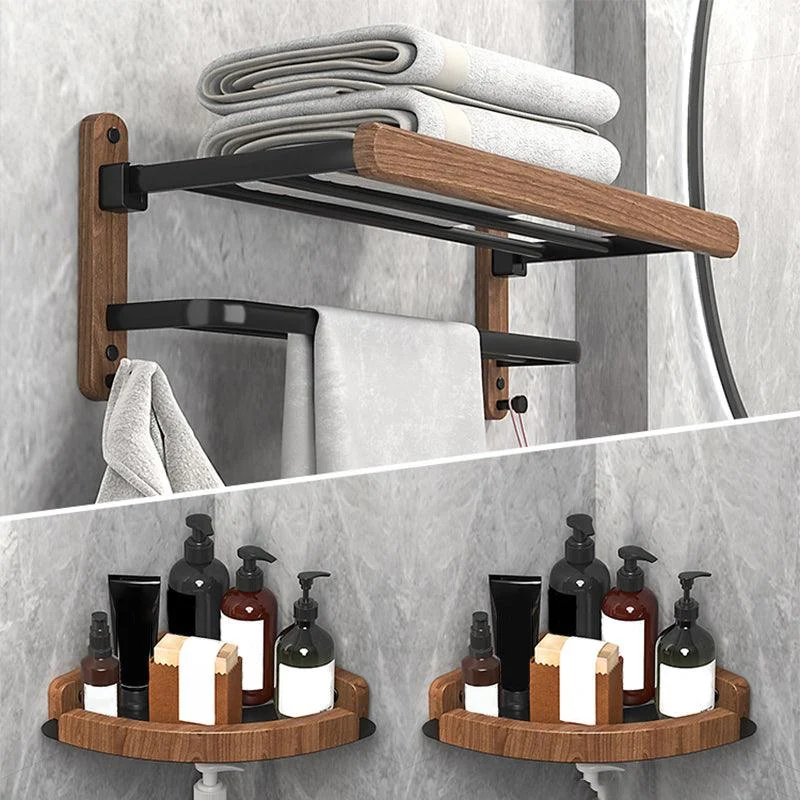 Metal and Wood Bathroom Accessory as Individual or as a Set without Punching -Bathlova