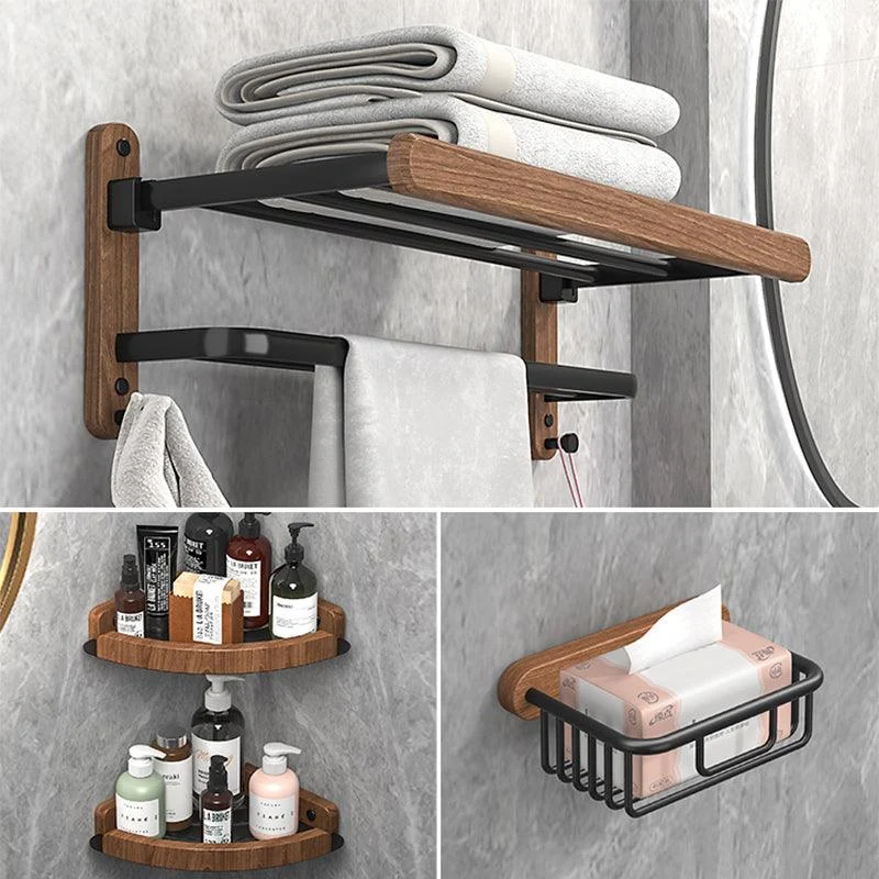 Metal and Wood Bathroom Accessory as Individual or as a Set without Punching -Bathlova