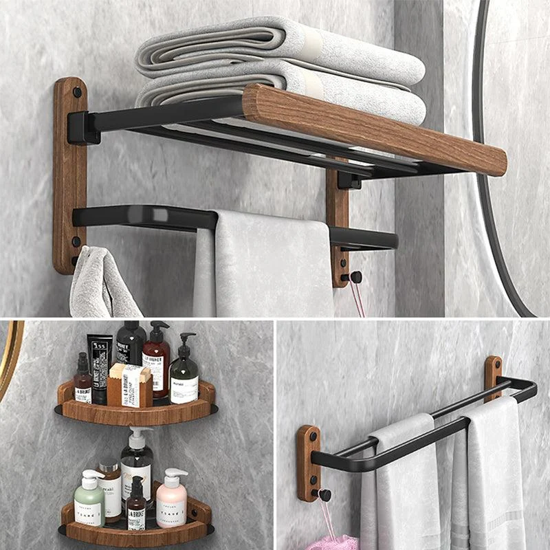 Metal and Wood Bathroom Accessory as Individual or as a Set without Punching -Bathlova