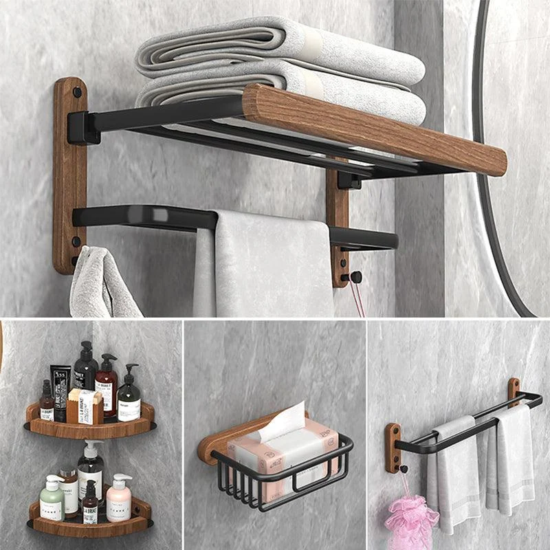 Metal and Wood Bathroom Accessory as Individual or as a Set without Punching -Bathlova