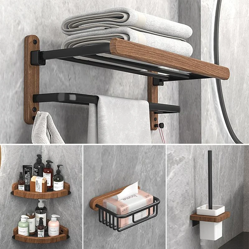 Metal and Wood Bathroom Accessory as Individual or as a Set without Punching -Bathlova