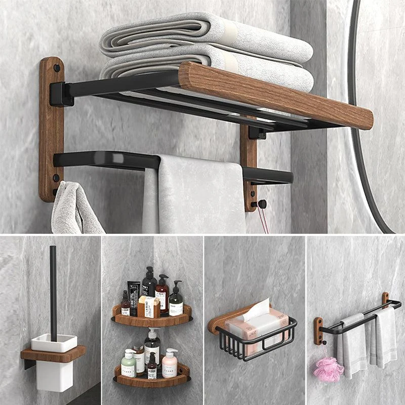 Metal and Wood Bathroom Accessory as Individual or as a Set without Punching -Bathlova