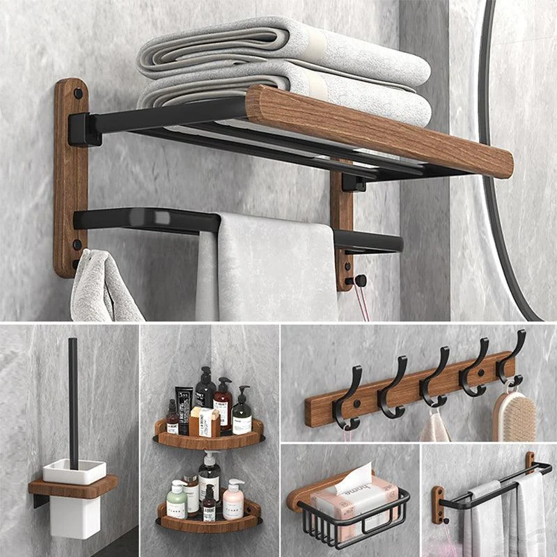 Metal and Wood Bathroom Accessory as Individual or as a Set without Punching -Bathlova