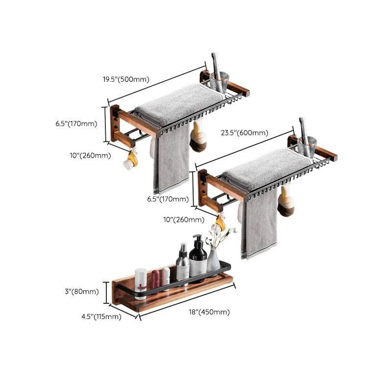 Metal Bathroom Accessory Set Walnut Brown Bathroom Hardware Set -Bathlova