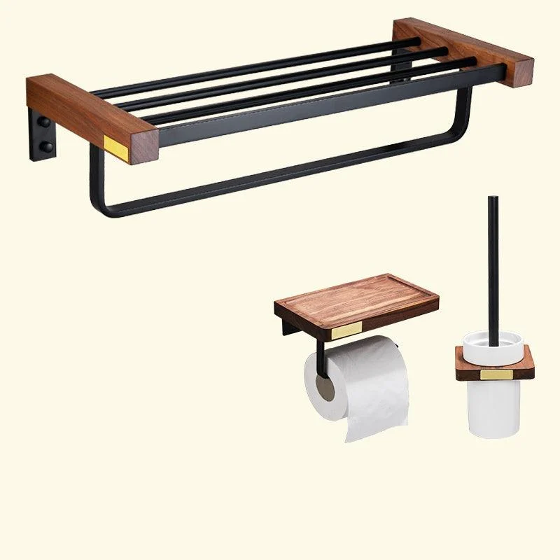 Metal Bathroom Accessory Set Walnut Brown Bathroom Hardware Set -Bathlova