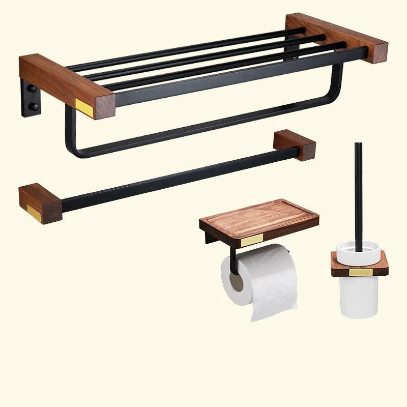 Metal Bathroom Accessory Set Walnut Brown Bathroom Hardware Set -Bathlova