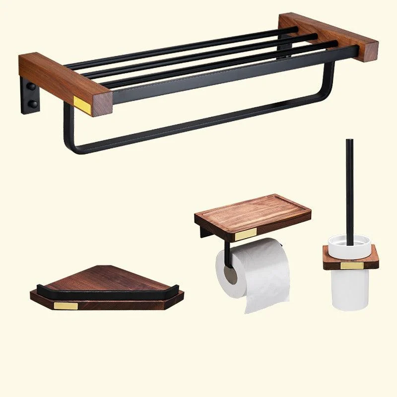 Metal Bathroom Accessory Set Walnut Brown Bathroom Hardware Set -Bathlova