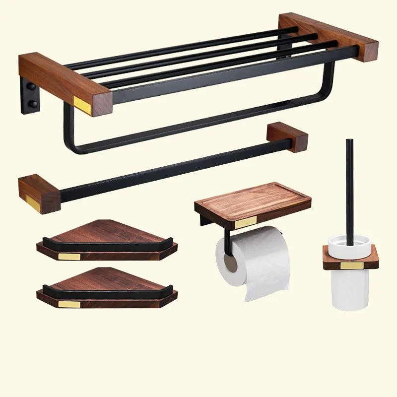 Metal Bathroom Accessory Set Walnut Brown Bathroom Hardware Set -Bathlova