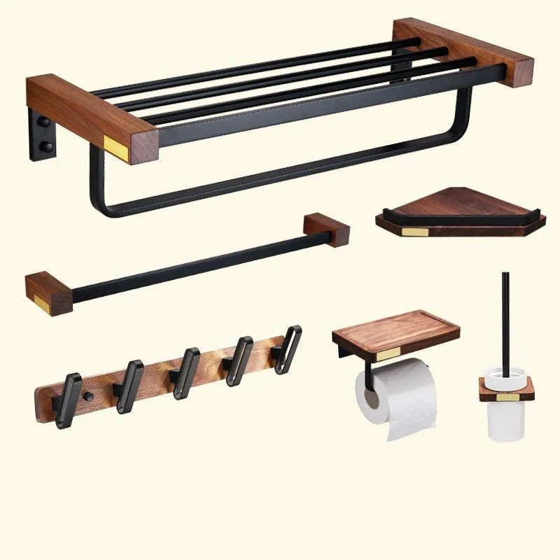 Metal Bathroom Accessory Set Walnut Brown Bathroom Hardware Set -Bathlova