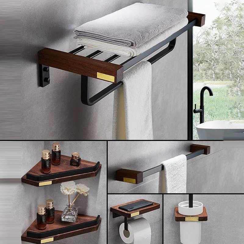 Metal Bathroom Accessory Set Walnut Brown Bathroom Hardware Set -Bathlova