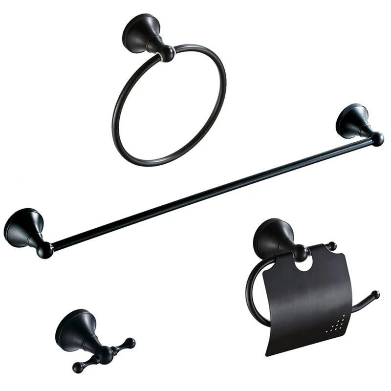 Metal Bathroom Set 4-piece Traditional Style Black Bathroom Hardware Set -Bathlova