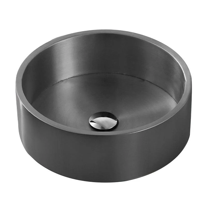 Metal Bathroom Sink Round Bathroom Sink with Overflow And Drain Assembly -Bathlova