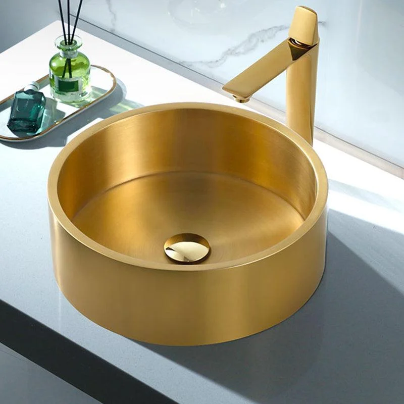 Metal Bathroom Sink Round Bathroom Sink with Overflow And Drain Assembly -Bathlova