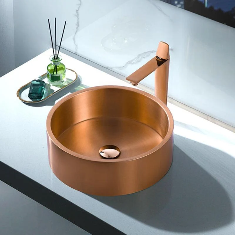 Metal Bathroom Sink Round Bathroom Sink with Overflow And Drain Assembly -Bathlova