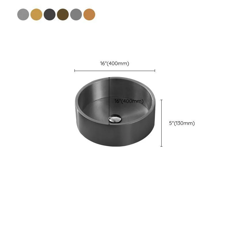 Metal Bathroom Sink Round Bathroom Sink with Overflow And Drain Assembly -Bathlova