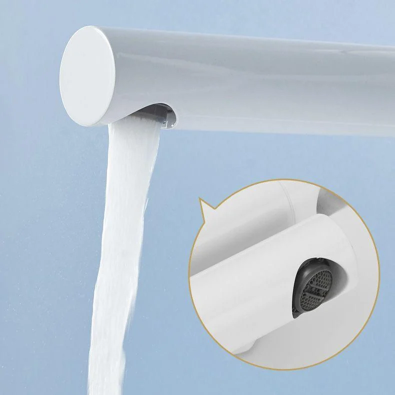 Metal Modern Bathroom Tap White Single Handle Bath Filler Trim -Bathlova