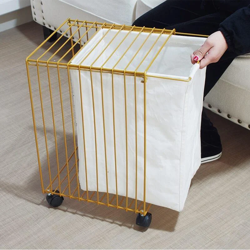 Metal Pull-Out Laundry Hamper with Wheels -Bathlova