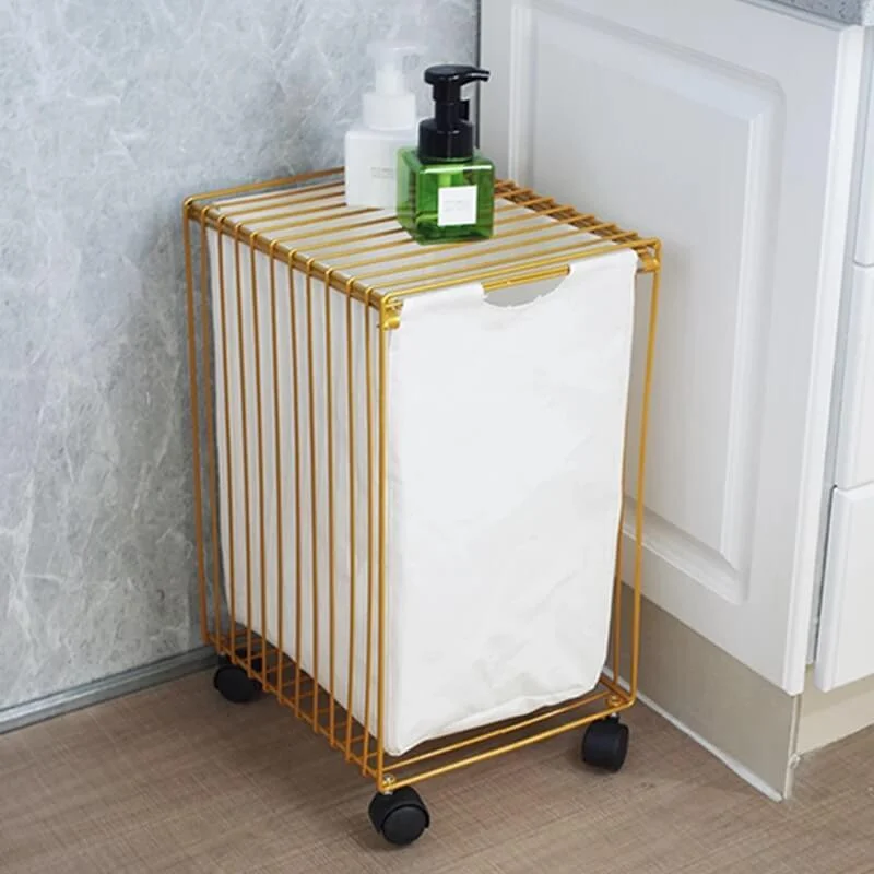 Metal Pull-Out Laundry Hamper with Wheels -Bathlova