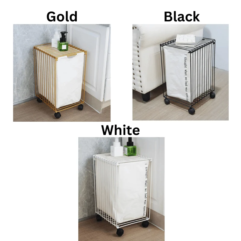 Metal Pull-Out Laundry Hamper with Wheels -Bathlova