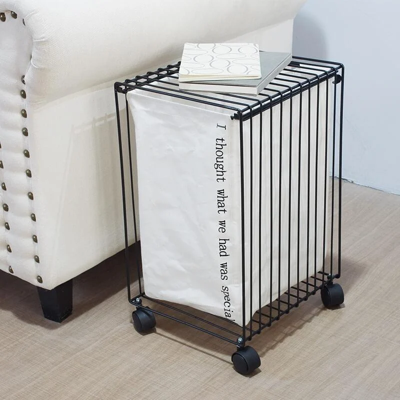 Metal Pull-Out Laundry Hamper with Wheels -Bathlova