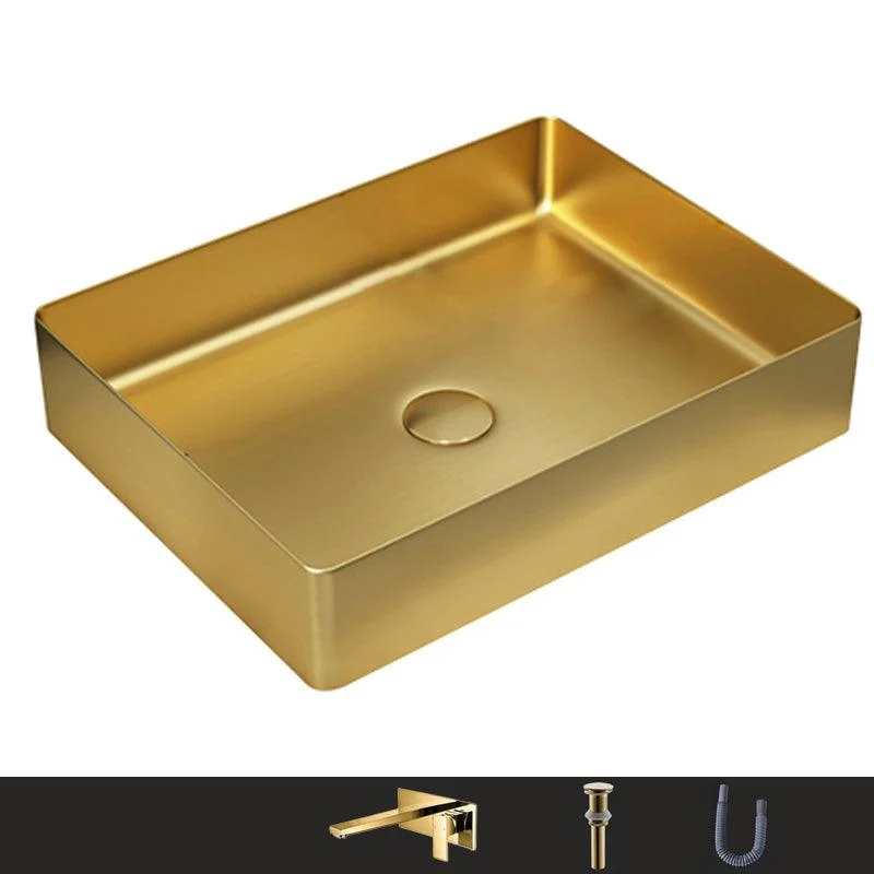 Metal Rectangular Bathroom Sink Modern Bathroom Sink with Tap -Bathlova