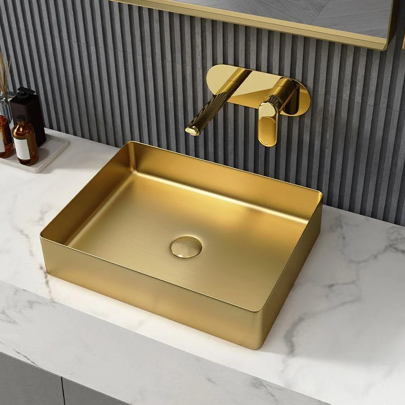 Metal Rectangular Bathroom Sink Modern Bathroom Sink with Tap -Bathlova