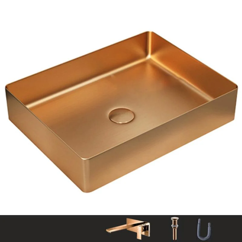 Metal Rectangular Bathroom Sink Modern Bathroom Sink with Tap -Bathlova