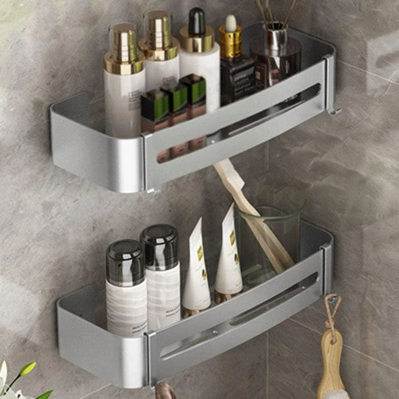 Metal Silver Bathroom Accessory Set Modern 1/2/3 - Piece Bath Shelf Anti-rust -Bathlova